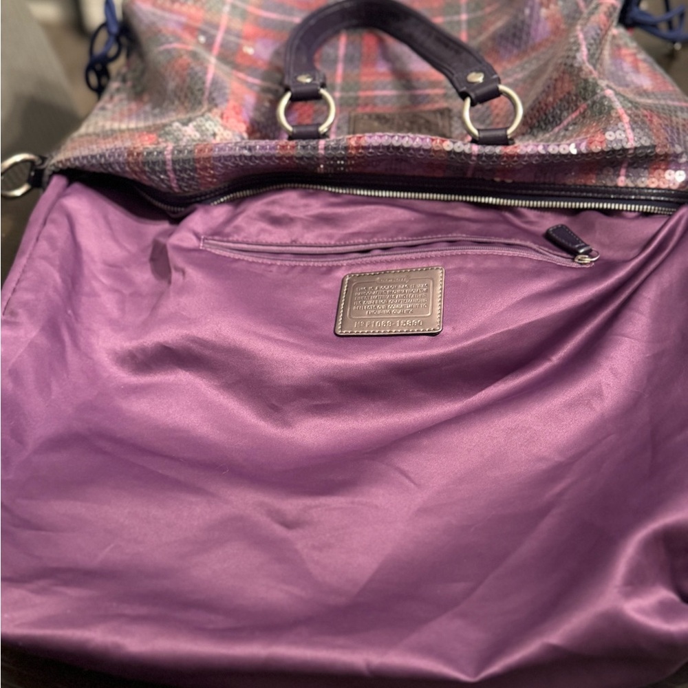 Coach poppy  Purple and Black Sequin Tote Bag - Picture 5 of 8